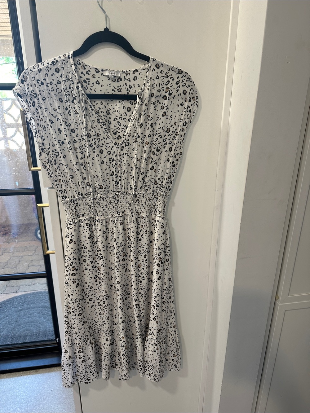 Rails Women’s White and Black Leopard Print V-Neck Dress